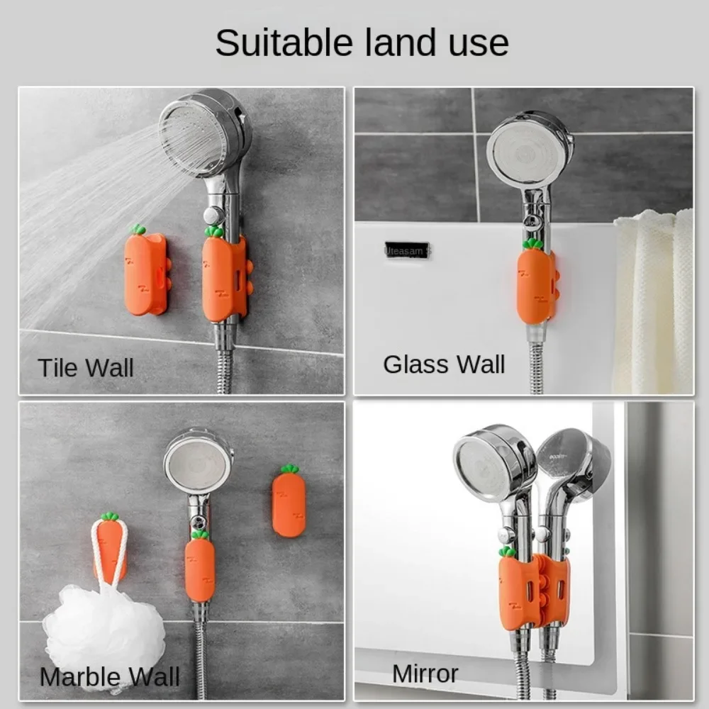 Bathroom Non Perforated Silicone Showerhead Suction Cup Fixed Base Bracket Lotus Canopy Showerhead
