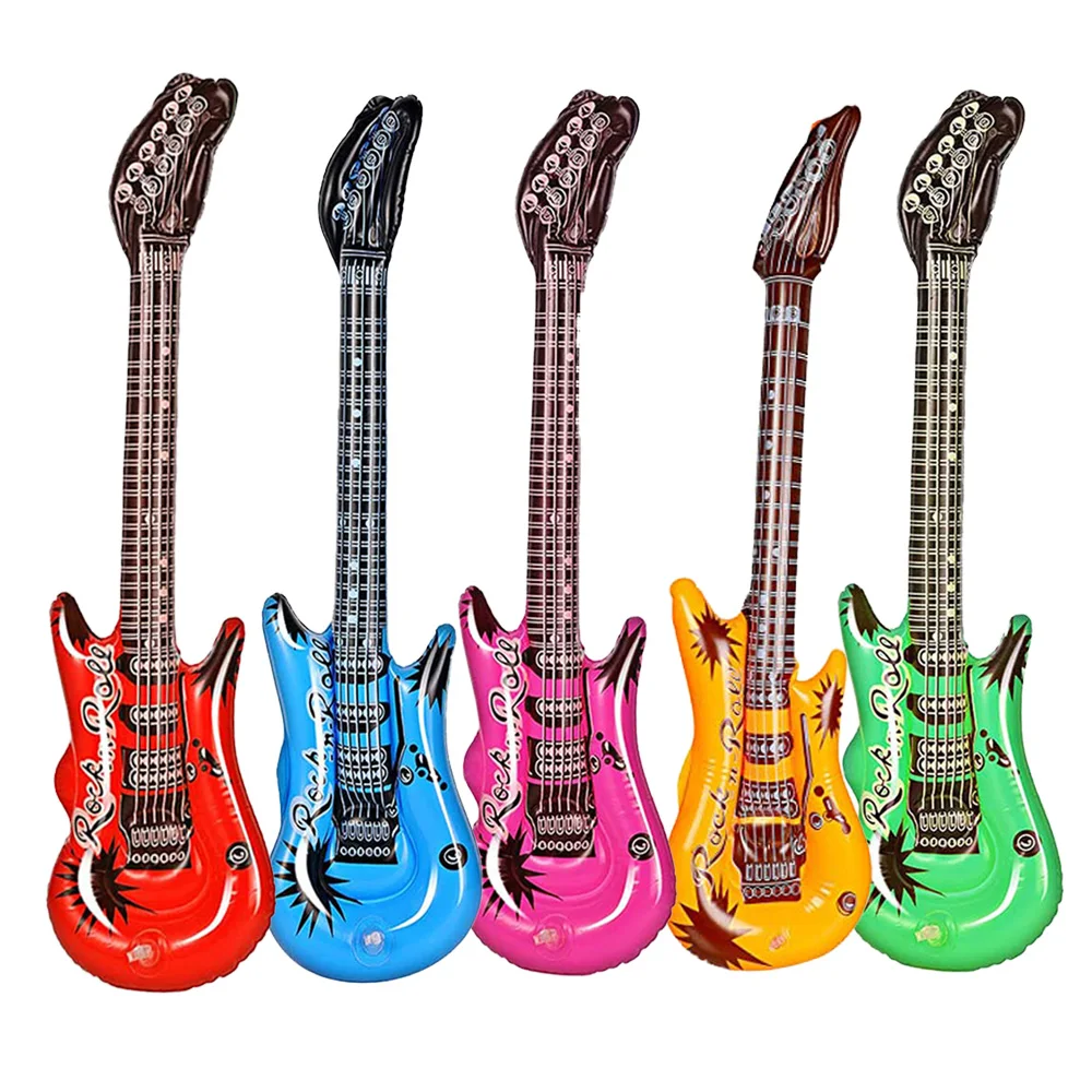 

Inflatable Guitar Kids 35In Blow Up Electric Guitars Assorted Colors Waterproof Rock Star Guitar Toy 80s 90s Musical Themed