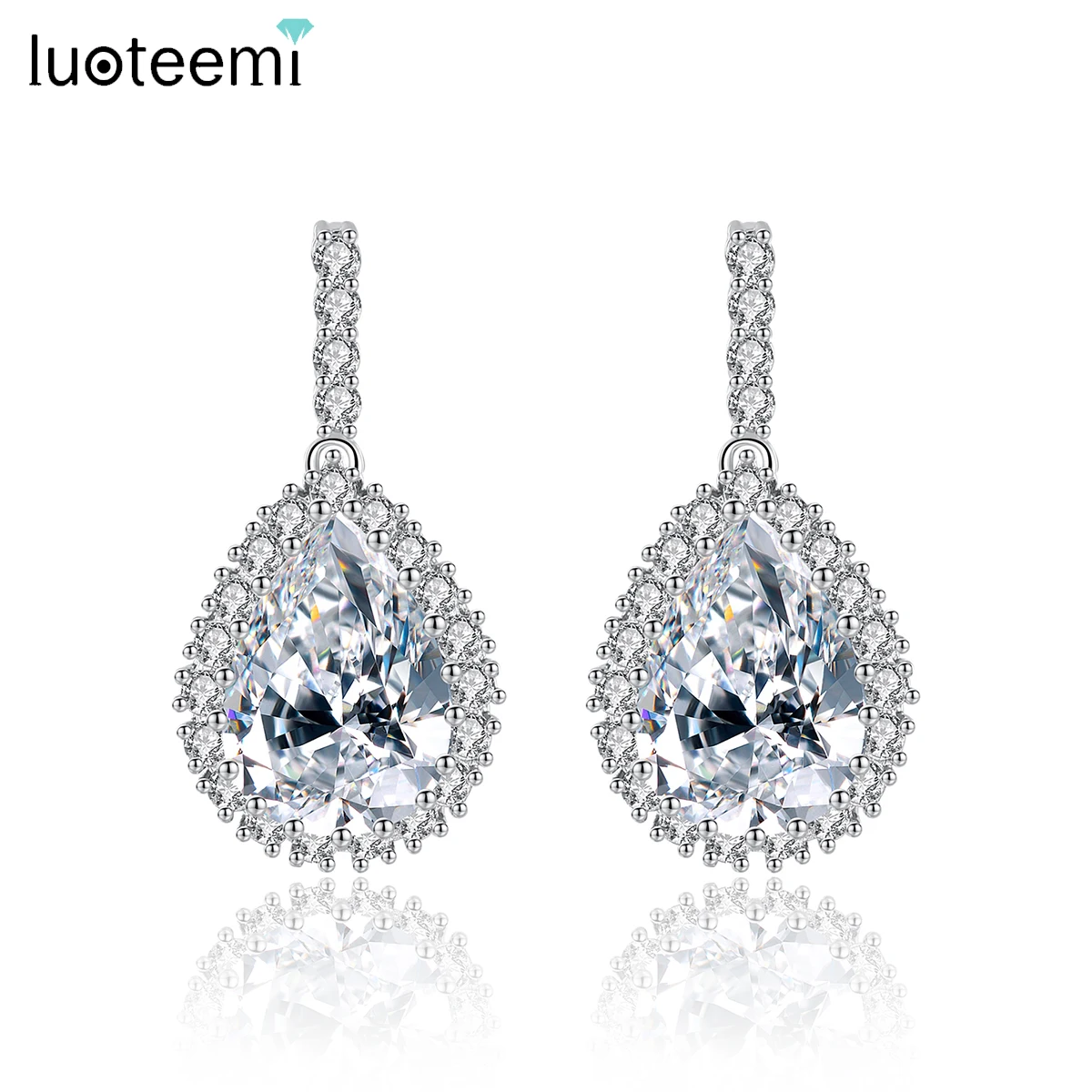 Luoteemi Aaa Cubic Zirconia Classic Big Waterdrop Crystal Orecchini Tiny Multiple Cz Luxury Bridal Wedding Engagement Accessories