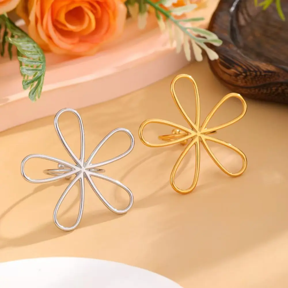 Bague en acier inoxydable de haute qualité en forme de fleur