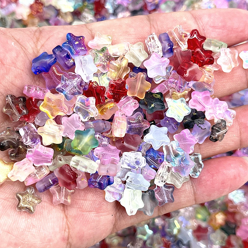 New 30pcs 8mm Five-pointed Star Matte Glass Beads Loose Spacer Beads for Jewelry Making DIY Handmade Bracelets Earrings