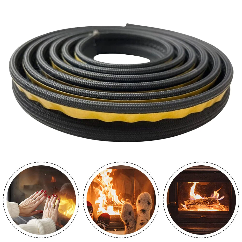 2m Long 10mm Universal Flat Home Stove Fiberglass Seal Fire Rope With Adhesive Door Seal Fireproof Sealing Rope