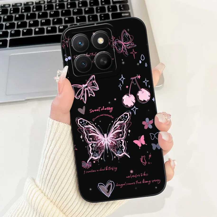 Fashion Girl Butterfly Soft Silicone Couple Phone Case Cover, Compatible with Honor X8C 2025