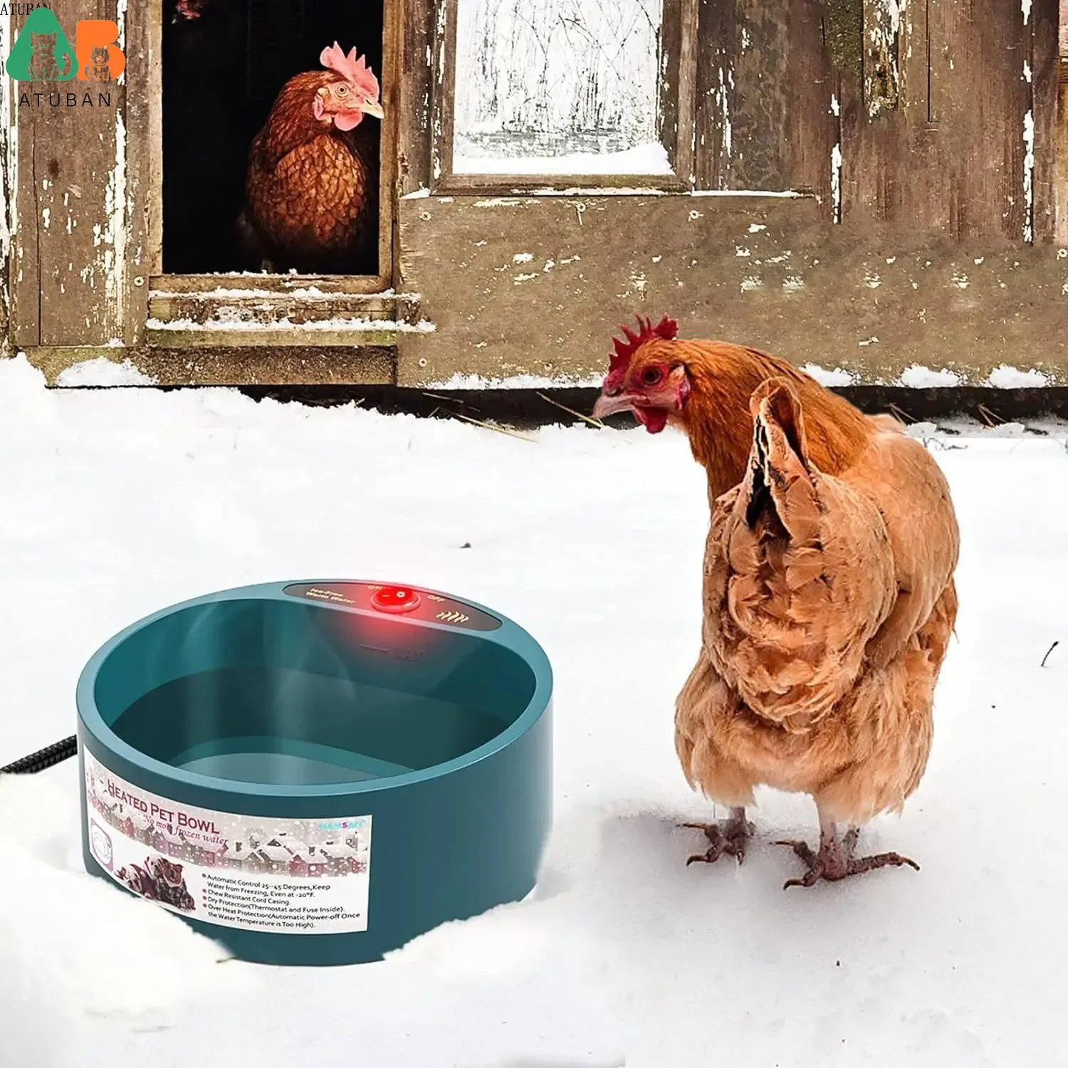 ATUBAN Heated Pet Bowl 6