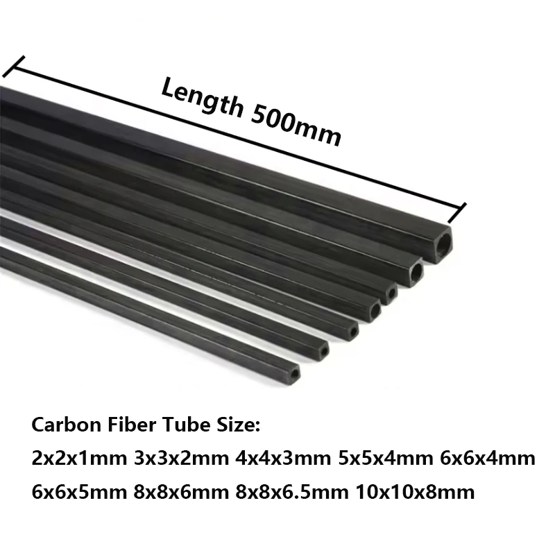 6-12 Stück Kohlefaser-Vierkantrohr Länge 500mm Außendurchmesser 2mm 3mm 4mm 5mm 6mm 8mm 10mm Pultrudiertes Kohlefaserrohr – Detail 4