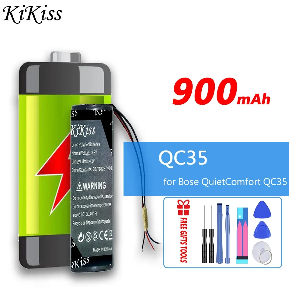 750Mah/900Mah Kikiss Potente Batteria Per Bose Quietcomfort 45 Qc45 Qc 35 Qc35 Ii Accumulatore 3 Fili
