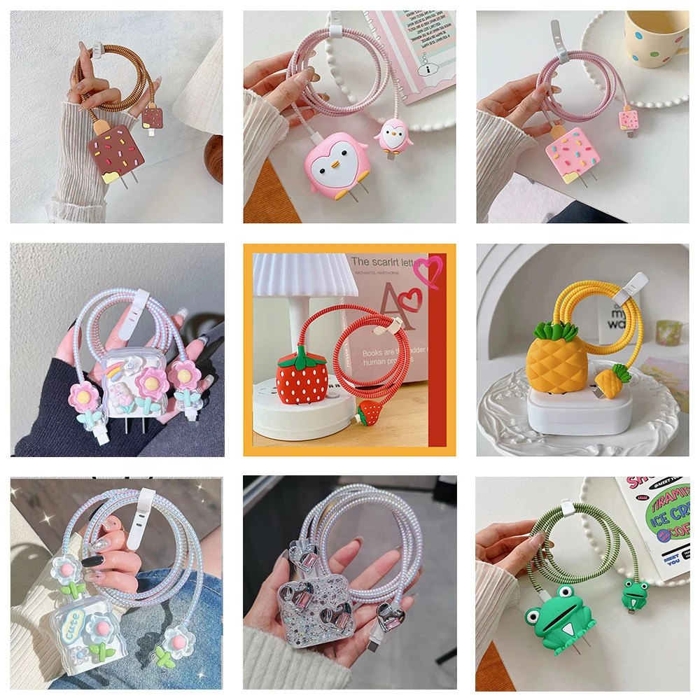 Cable Protector 3D Cartoon Cable Charger Protective Case for iPhone 18W/20W Fast Charging Cable Data Anti-break Charger Protective Rope