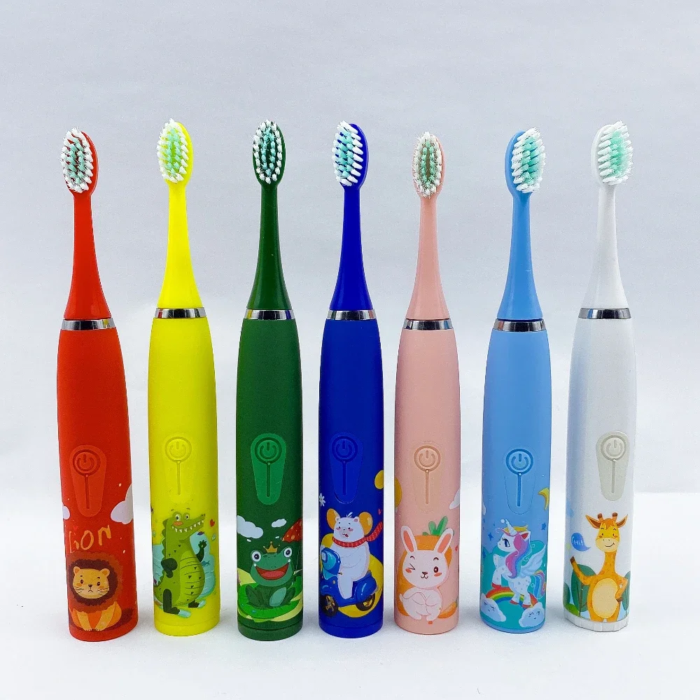 Sonic Electric Toothbrush for Children Crocodile Tooth Brush Teeth Cleaning Whitening with 2/6 Soft Nozzles Toothbrush Kids J259