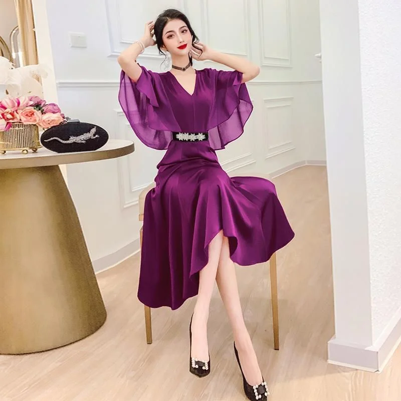 

Женское платье-накидка средней длины, роскошное облегающее платье с v-образным вырезом и коротким рукавом в стиле Звезд, для лета, 2023