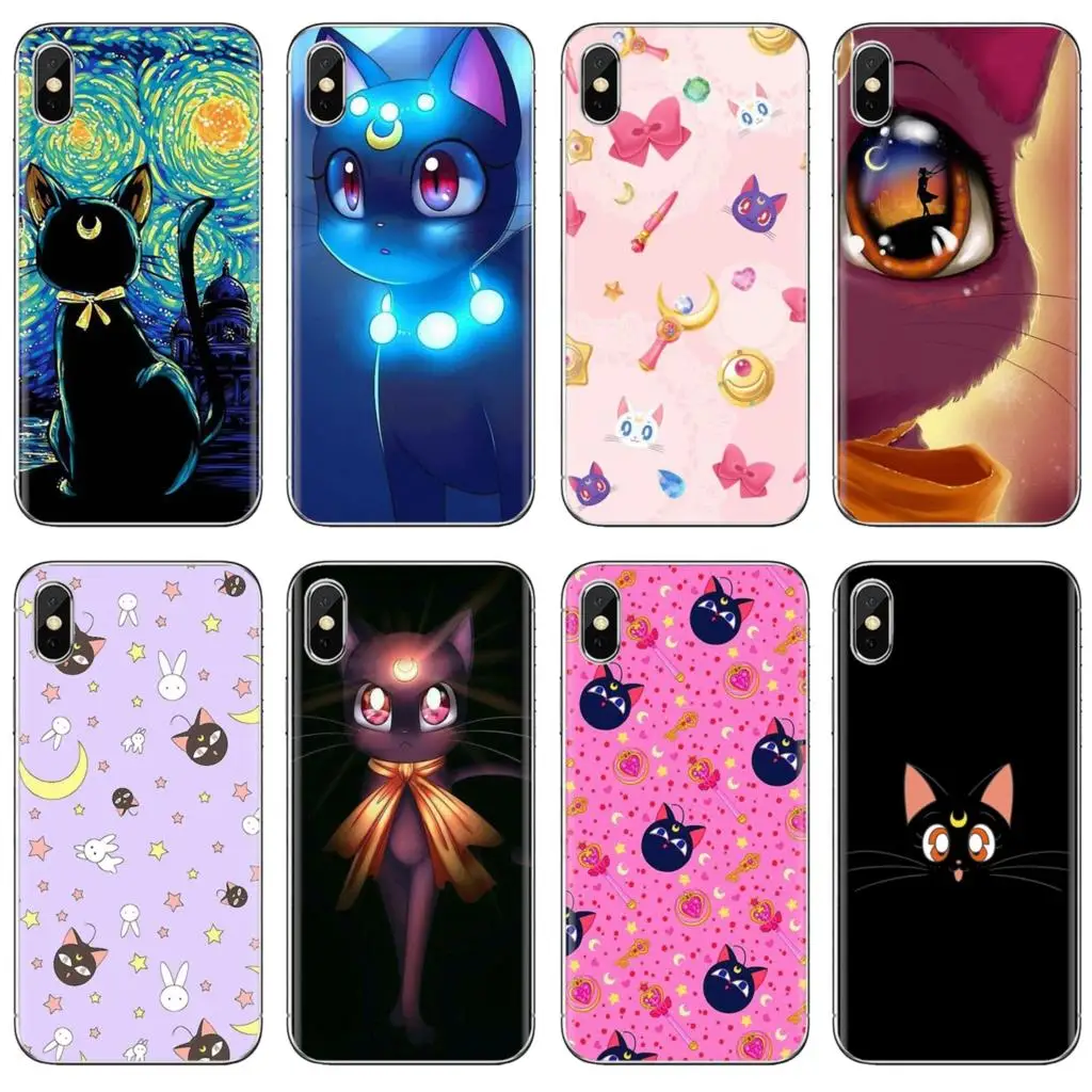 Soft Skin Cover Lovely Cartoon Sailor Moon Luna Cats For Huawei P50 P30 P40 P20 P8 P9 P10 Lite Pro 2016 2017 P Smart Plus 2019 |