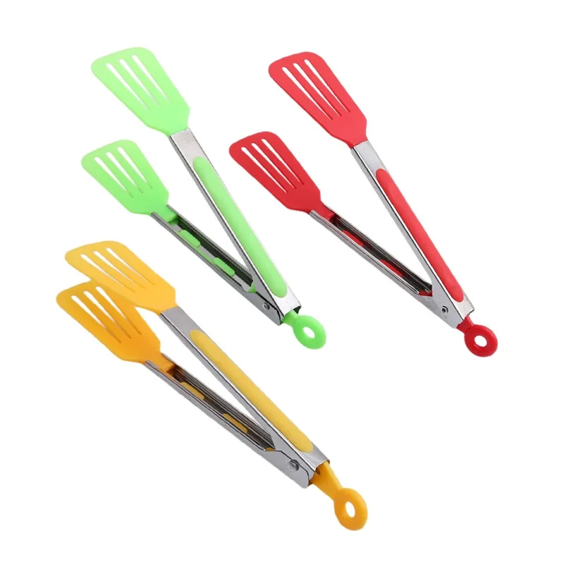 Food Tongs Silicone BBQ Grilling Kitchen Cooking Salad Bread Serving Non-Stick Barbecue Clip Clamp Stainless Steel Tools Gadgets