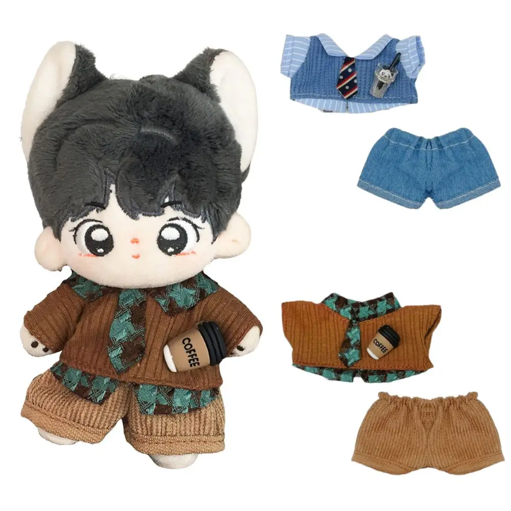 10cm Doll Clothes Blue Brown Changing Dress Game Doll Blouse Pants Suit Playing House Photo Prop Doll Student Uniform