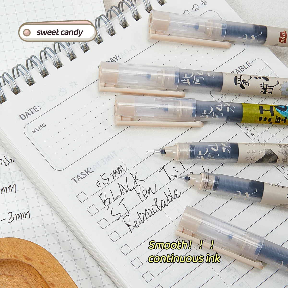 6-Pack Ink Rollerball Pens, 0.5mm Fine Tip Fast-Drying Smooth Writing, Ideal for Students Exams & Office Learning Supplies Set - 5