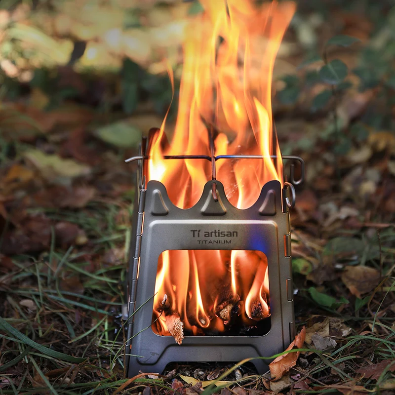 Compact Foldable Outdoor Fire Pit - Stainless Steel/Titanium Bonfire Stove