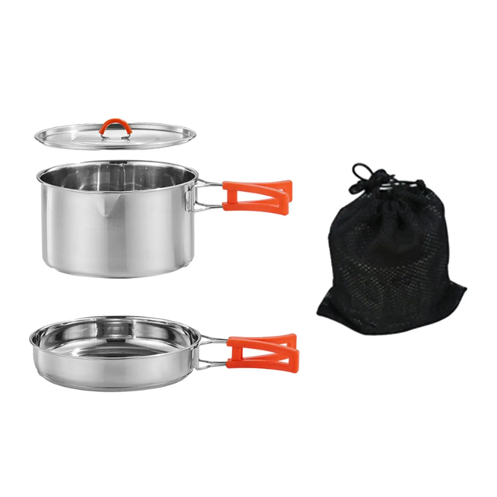 Camping Cookware Included Mesh Carry Bag Camping Pot and Pan Camping Cooking Set