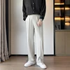 Spring Summer Men Suit Pants Wide Leg Long Drape Trousers Fashion Streetwear Clothing Solid Stretch Waist Oversize Pants Black 6