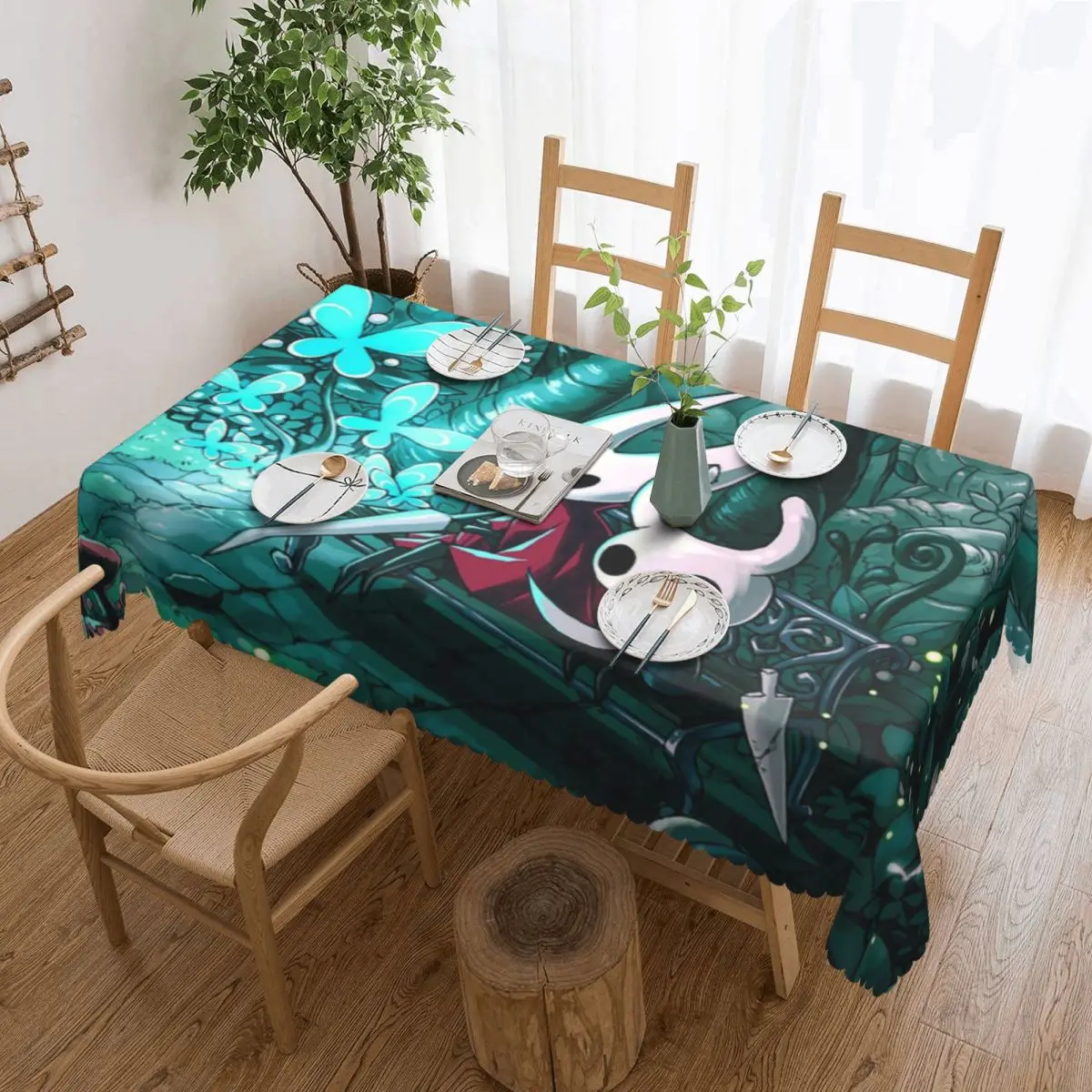 

Rectangular Waterproof Oil-Proof Hollow Knight Indie Game Tablecloth Table Cover 45"-50" Fit Adventure Gamer Gift Table Cloth