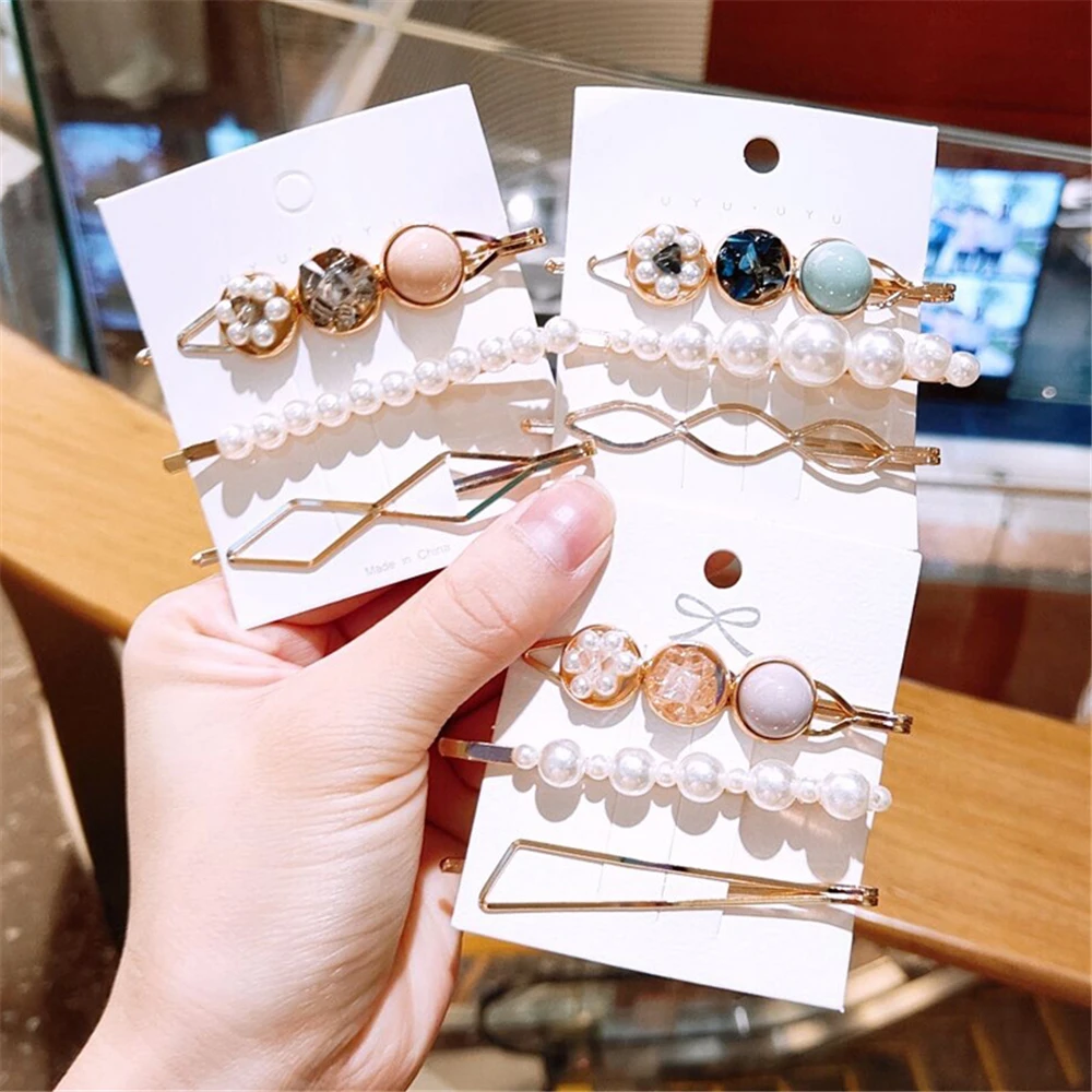 3pcs/set Pearl Rhinestone Hair Clip for Women Hollowed Out Geometry Bangs  Hairpin Sweet Headwear Hair Accessories for Girls - AliExpress