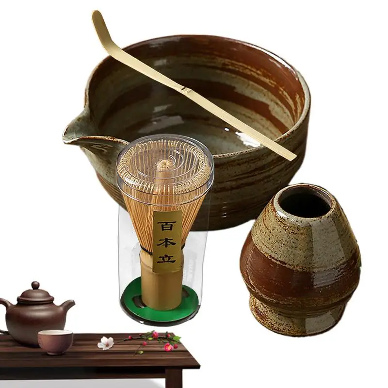 Traditional Matcha Tea Sets For Tea Lovers Birthday Gifts Japanese Matcha Whisk Ceramic Bowl With Spout Tea-making Tools