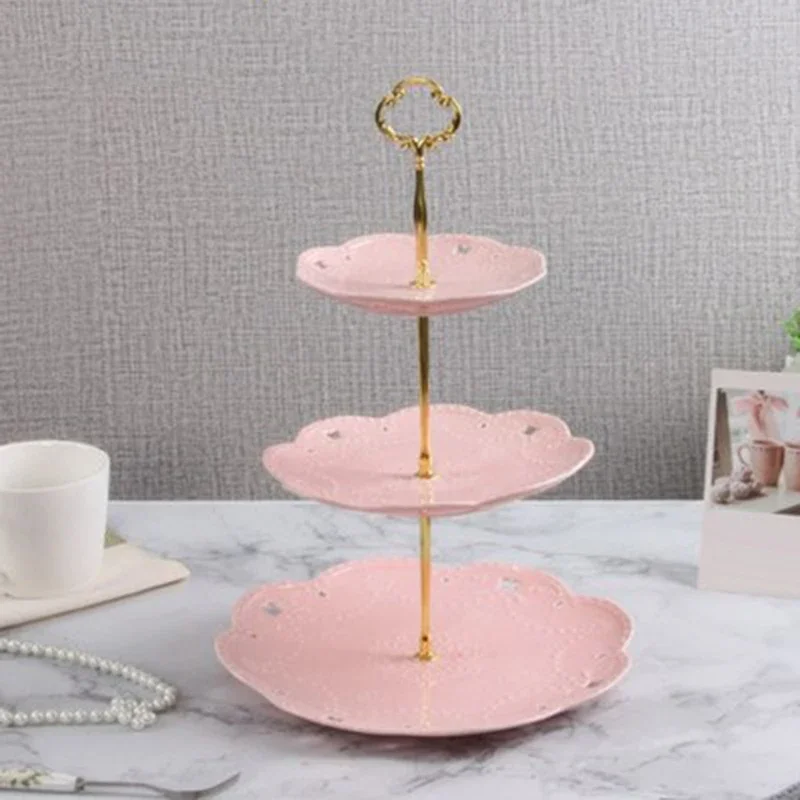 3 Layers Cake Plate Stand Handle Cake Stand Hardware Holder For Wedding Party Making Resin Cupcake Dessert Platter Serving