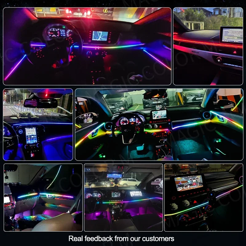Tesla Model 3 Y S X 주변 조명 60s 모듈 2-in-1 Symphony 범용 자동차 LED RGB 분위기 램프 USB APP 원격