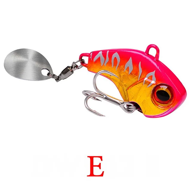 Fishing Lures Wobble Rotating Metal Vib Vibration Bait For Winter Fishing Treble Hook Artificial Hard Baits Spinner Spoon Lure E