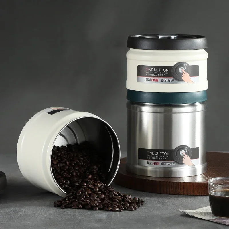 304 Stainless Steel Vacuum Preservation Jar Coffee Bean Grain Sealed Storage Tank Press Type Vacuum Extraction Kitchen Gadget 4