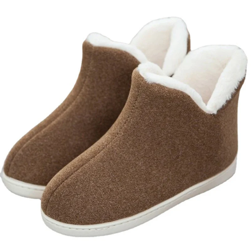

Winter Adult Men And Women Thick Warm Floor Shoes High Tube Non-Slip Indoor Cotton Shoes Plush Home Slippers Shoes Women