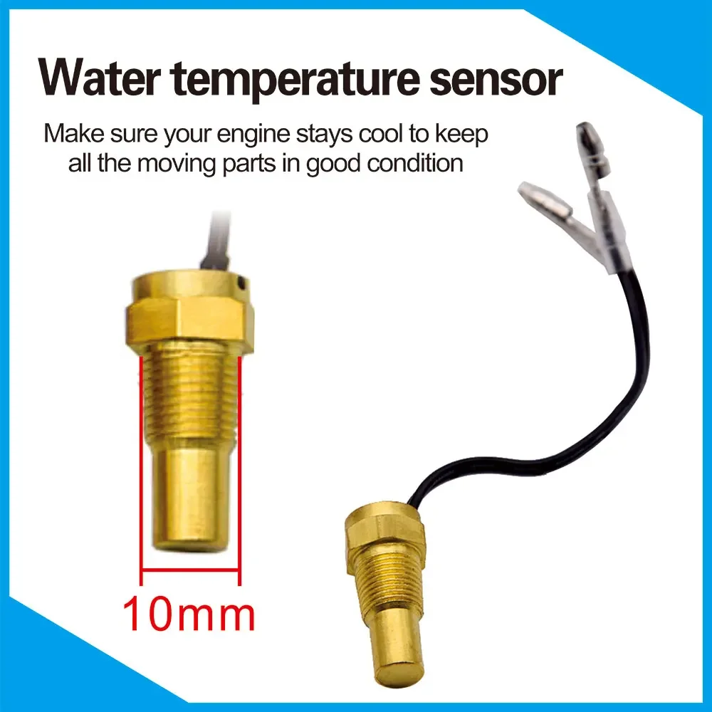 2 IN 1 Water Temperature Gauge Digital Led Voltmeter Water Temp Joint Pipe Sensor Car Truck Motorcycle Car Temperature Sensor