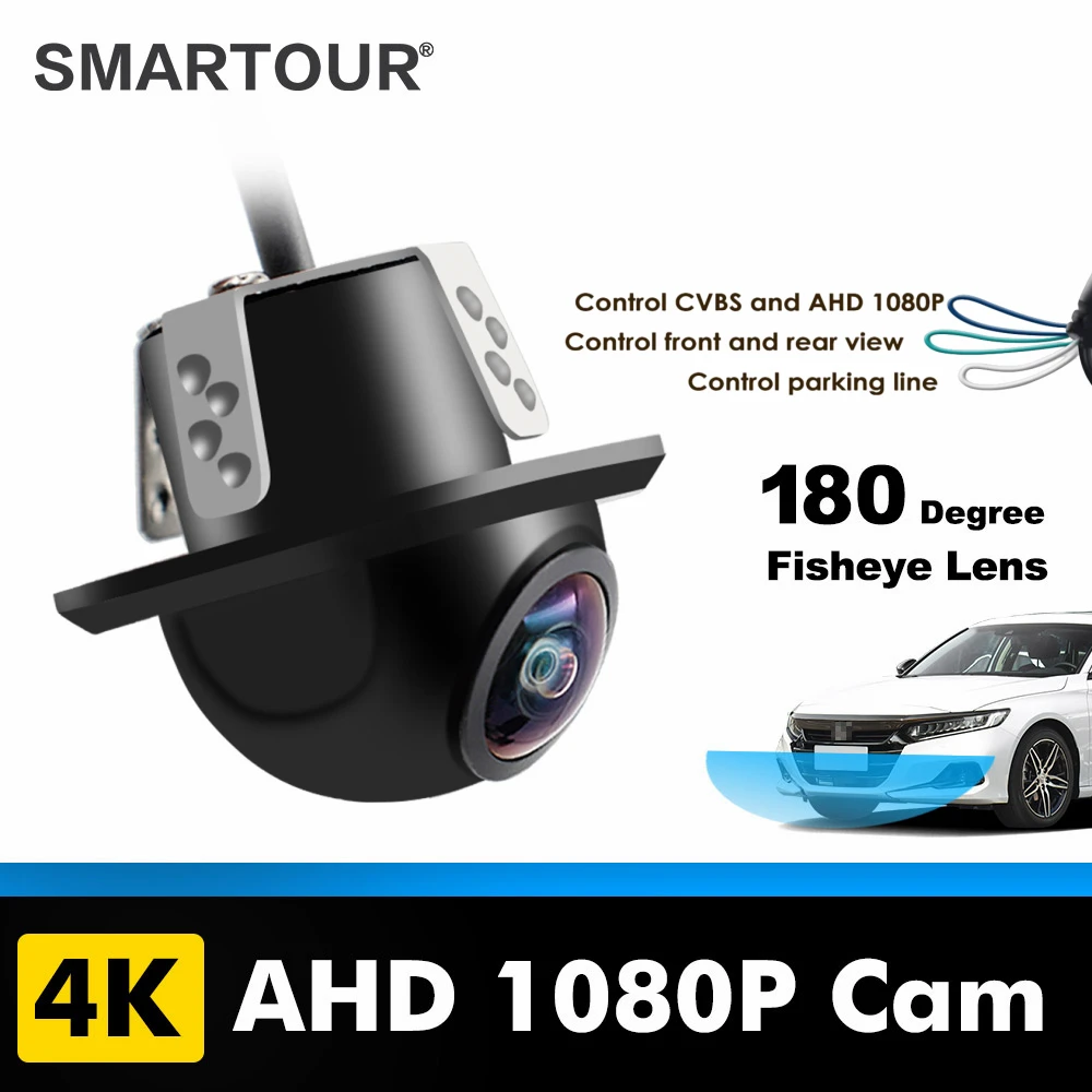 

SMARTOUR AHD 180 Degree Fisheye Lens Night Vision 1080P AHD Vehicle Rear View Reverse Backup Camera Metal 4 PIN For Android DVD
