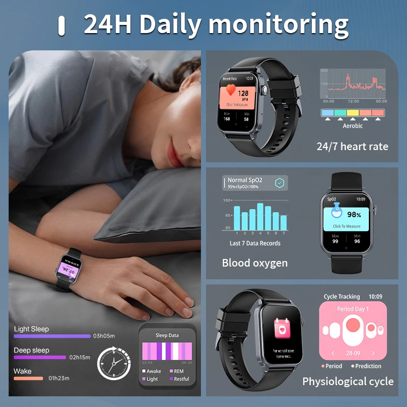 LIGE 1.83" Outdoor Military Smartwatch Men Bluetooth Call Smart Watch 3ATM IP68 Waterproof Sport Blood Oxygen Monitoring Watches