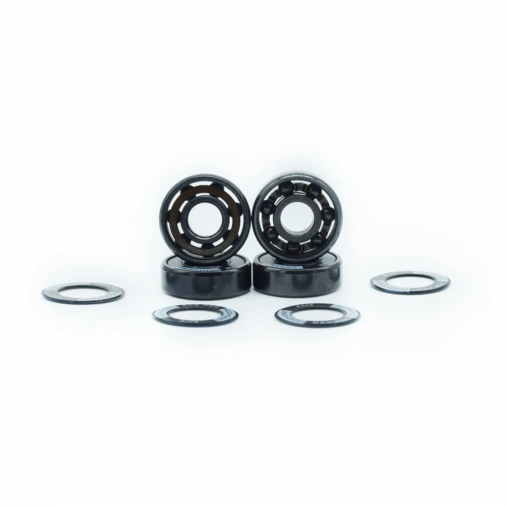 HOOMORE SI3N4 Black Ceramic 608RS High Speed Self-lubricated 7-balls Undeformed Stable 608 inline speed skating bearing Skateboard Bearings