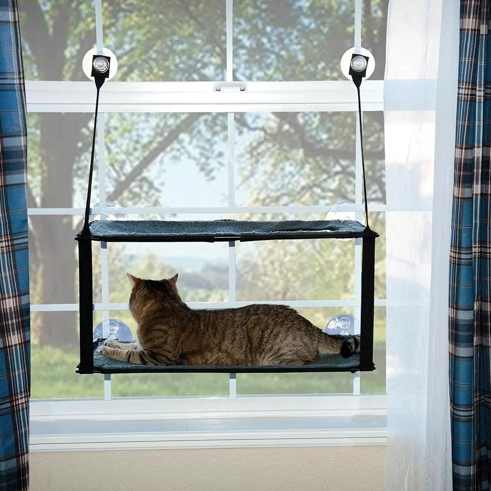 

Balcony Cat Hammock Double-Layers Hanging Basket Cat House Suction Cup Type Hanging Type Cat Hanging Nest Cat Bed Window Pet Cat