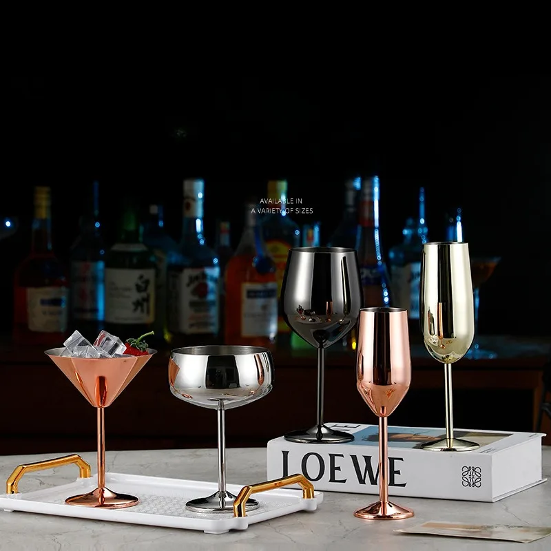 

280/500ml Stainless Steel Wine Glass Cocktail Goblet Red Wine Martini Creative Metal Wine Glass Champagne Cup For Bar Restaurant