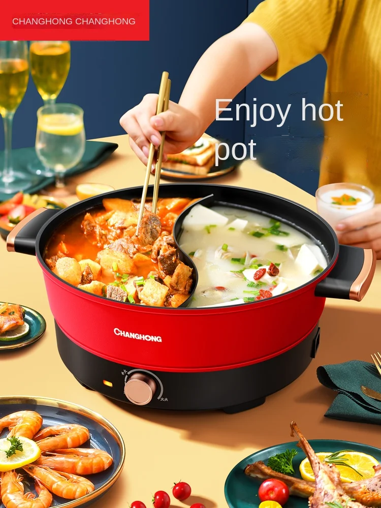 6L Yuanyang Electric Hot Pot Home Multi-function All-In-One Electric  Cooking Pot Electric Cook Pot Non-Stick Grill Pan Pot 2000W