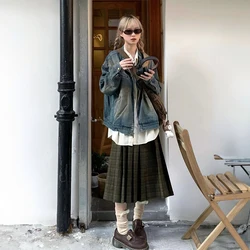 Casual Outerwear Washed Denim Jacket Retro Blue For Women High Quality Autumn Winter Female Harajuku Zipper Jeans Coat Fashion