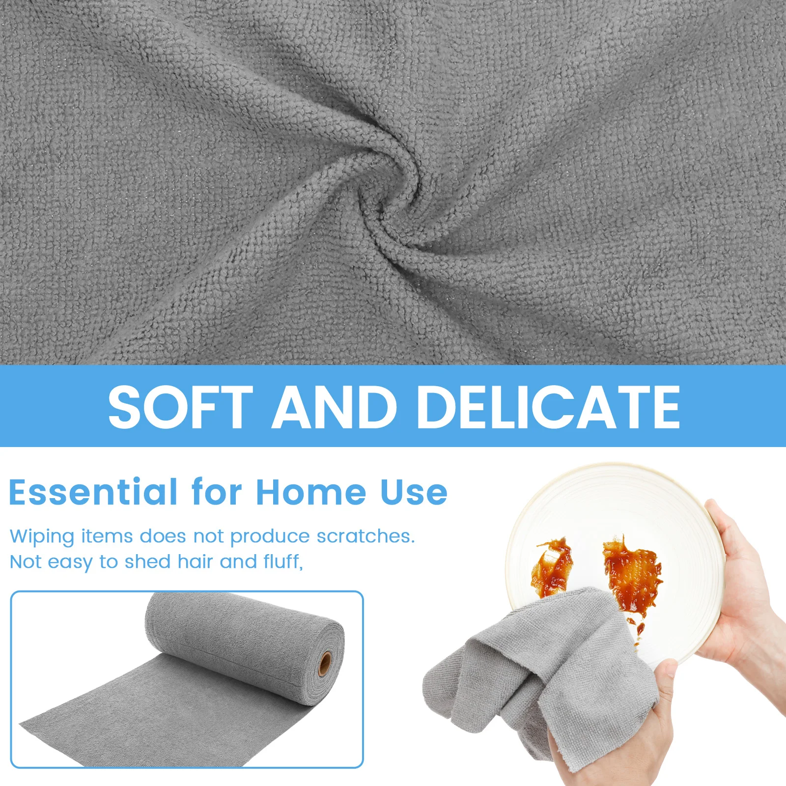Microfiber Reusable Cleaning Cloth Rolls for Kitchen Household