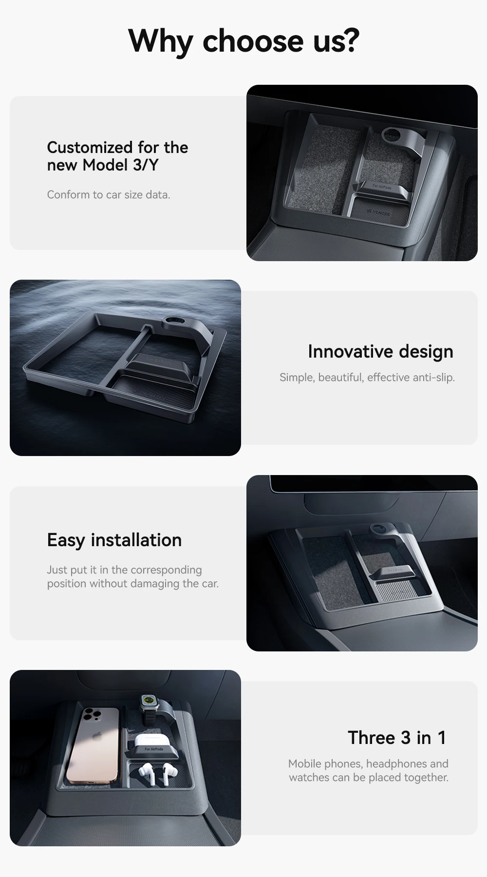 For Tesla Model 3 2024 Model Y 2025 Wireless Charging Protective Frame Mobile Ph