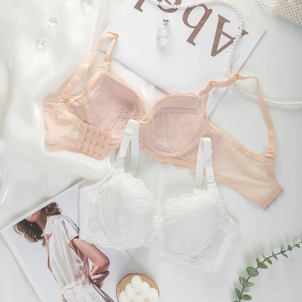 Lace Bras for Women Push Up Thin Bralette Gathered Invisiable Underwear Breathable Sexy Intimate Wireless Lingerie Brassiere