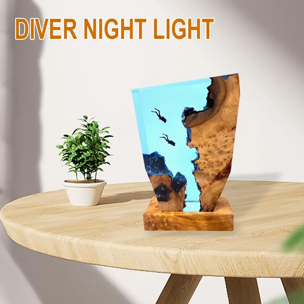 Ocean Karst Cave Diver Night Light Led Light Action Home Model Decoration Collection Birthday Gift Figure Kids Ornaments R9d1 pokemon doll scene figure decoration mi turtle fire dragon hand made model gift ornaments