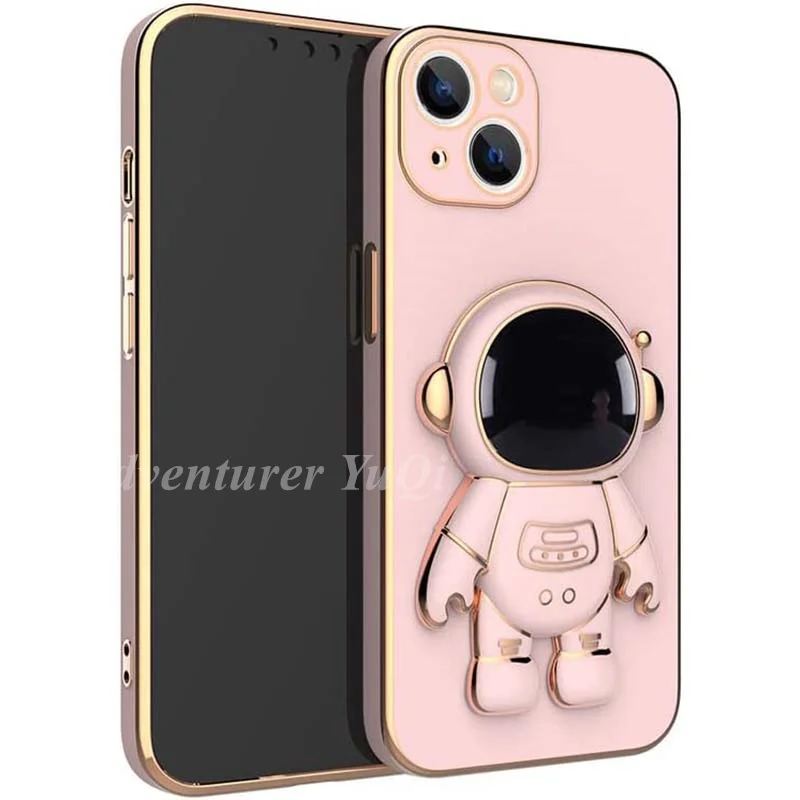 6D Plating Astronaut Hidden Stand Case Cover for iPhone 11 12 13 XS Pro Max X 7 8 Plus Folding Bracket with Camera Protecttor apple 13 pro max case
