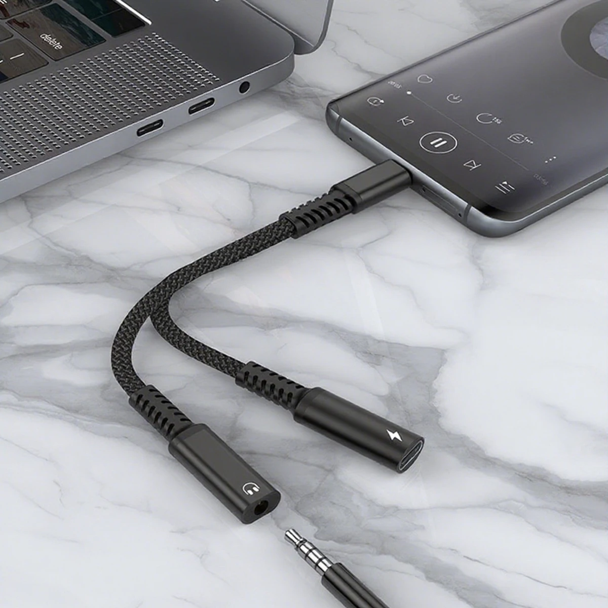 USB C-3.5mm 헤드폰 및 충전 어댑터, 타입 C-아우크스 잭 동글 케이블, 아이폰 16 17 Pro Max, 갤럭시 S23 S24 Ultra용