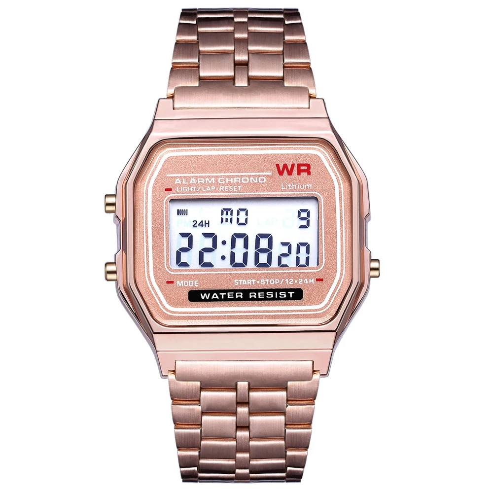 цена Rose Gold Silver Watches Men Women Electronic Digital Display Retro Style Clock  Relogio Masculin Reloj Hombre homme