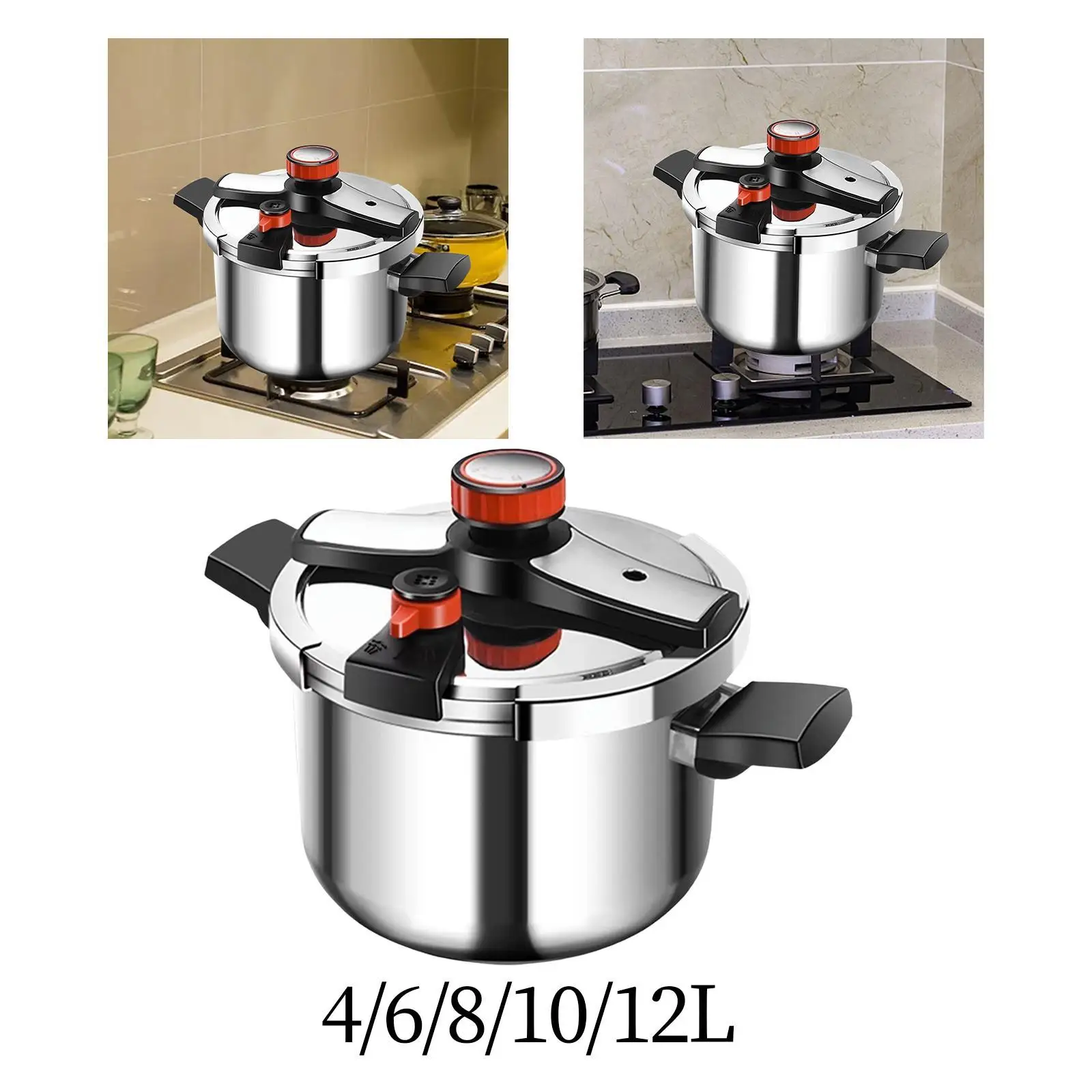 Pressure Cooker Thickened for All Hob Types Utensils Secure Locking Fast Heating Cooking Pot for Family Camping Home Kitchen
