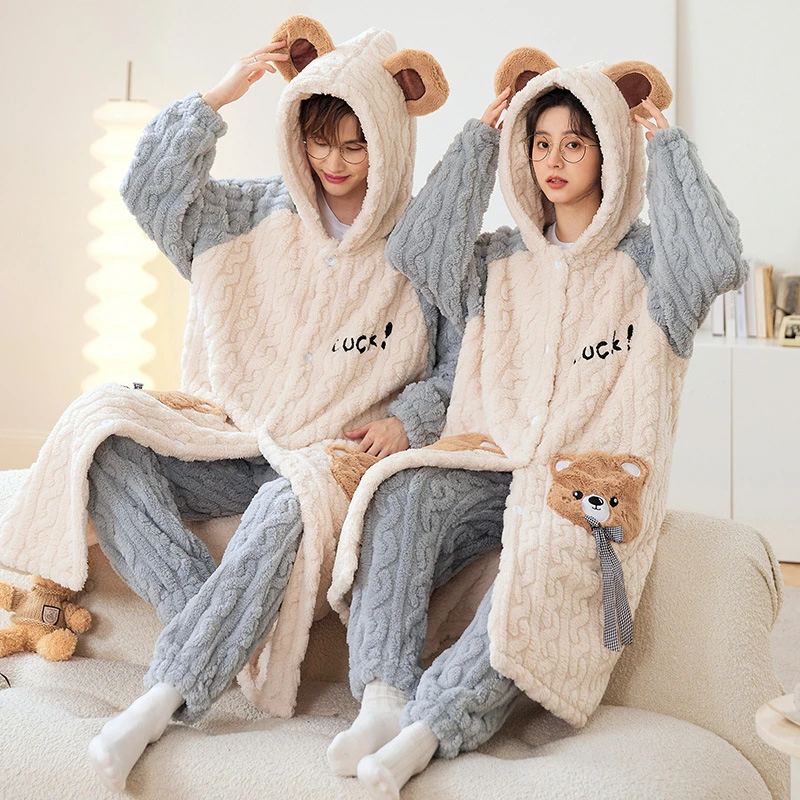 Conjunto-de-pijamas-con-capucha-para-hombre-y-mujer-ropa-de-dormir ...