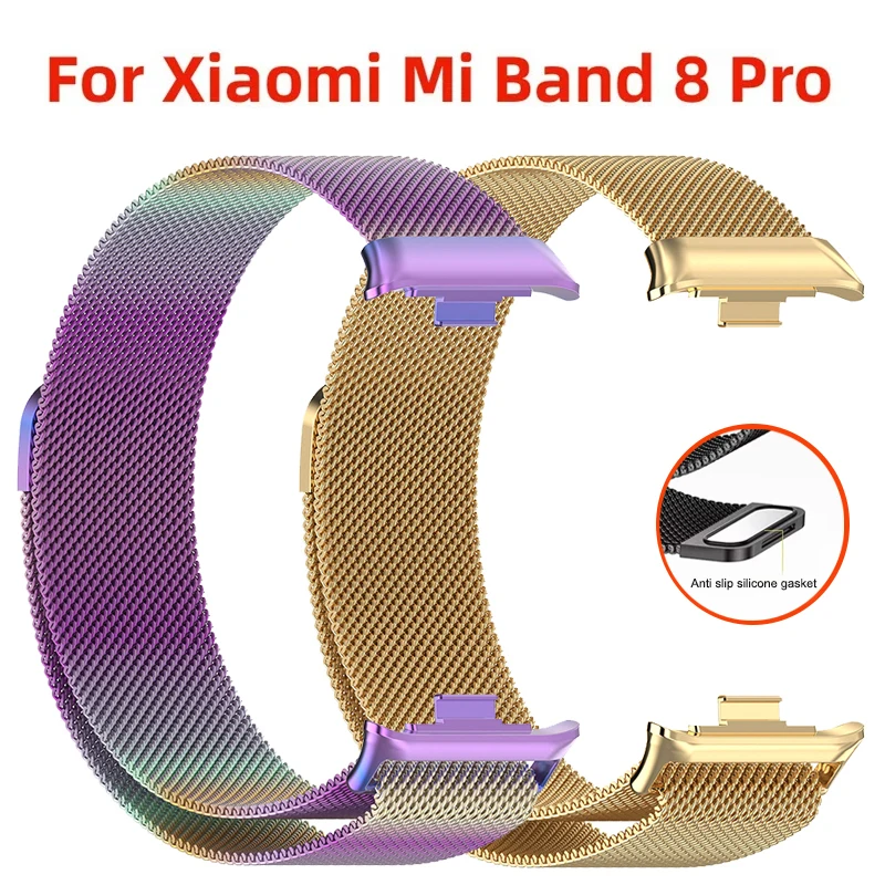 Replacement Band For Xiaomi Mi Band 8 Pro Stainless Steel Metal Strap Adjustable Sports Wristbands For Mi Band 8 Pro Bracelets