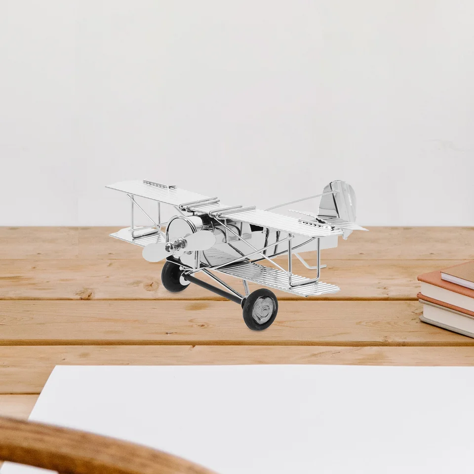 in Legno 3D Aliante Aereo Retro Modello Aereo, Vintage Artigianato in Ferro retrò Biplano per Aerei in Ferro Battuto, Modello di Aeroplano per Bambini Decorazioni per La Casa