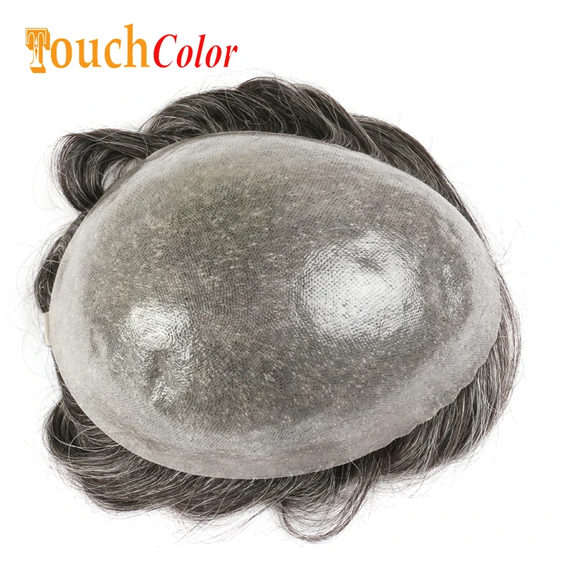 

0.1-0.12mm Durable Skin Base Men'S Capillary Prosthesis Double Knots Male Toupee Wigs Natural Human Hair Replacement Hair System