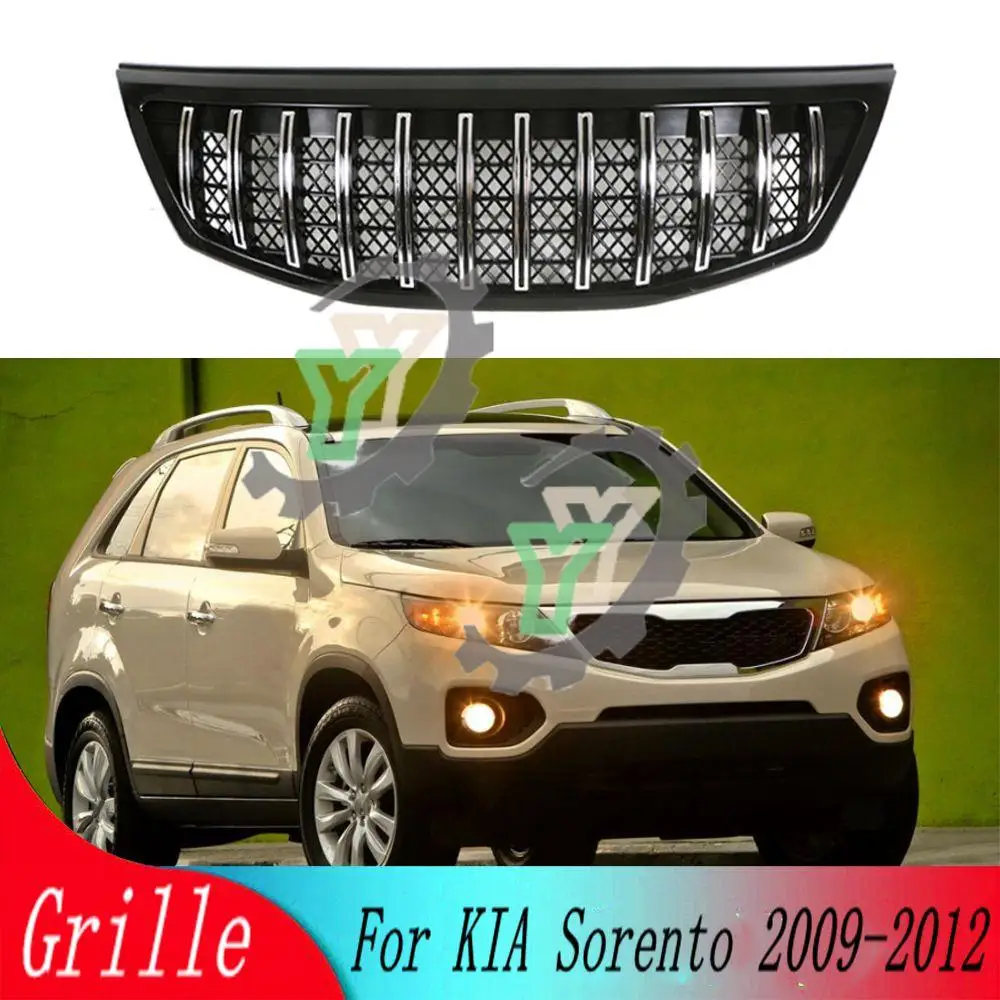 

Передний бампер, хромированная решетка, Центральная панель, Стайлинг, Верхний гоночный гриль для KIA Sorento 2009 2010 2011 2012, автомобильные аксессуары