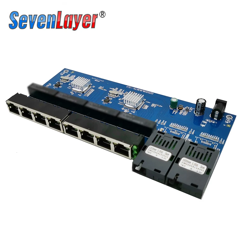 10/100/1000M Gigabit Ethernet switch Fiber Optical Media Converter PCBA 8 RJ45 U